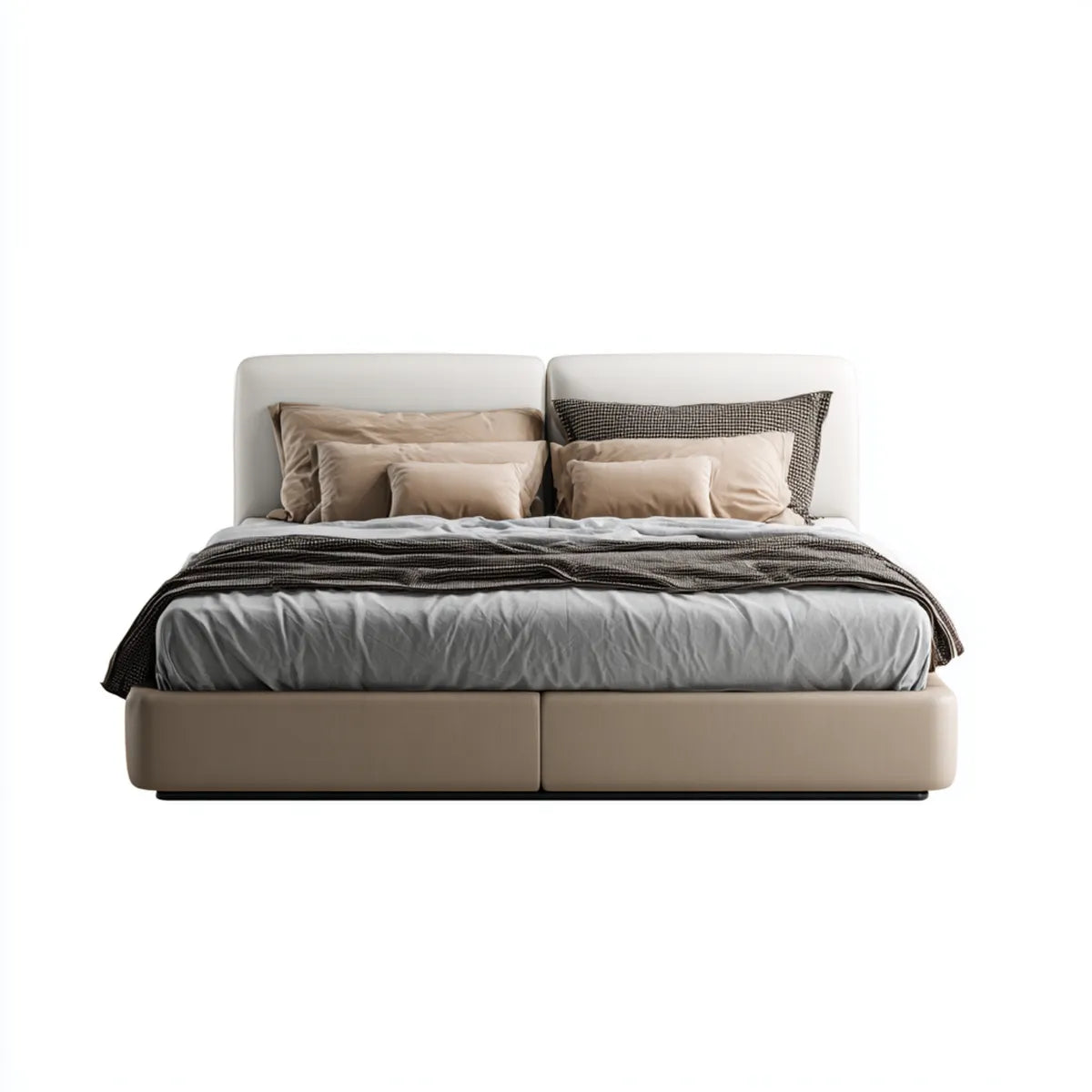 Letto matrimoniale imbottito beige 160 x 200 cm in poliestere rettangolare