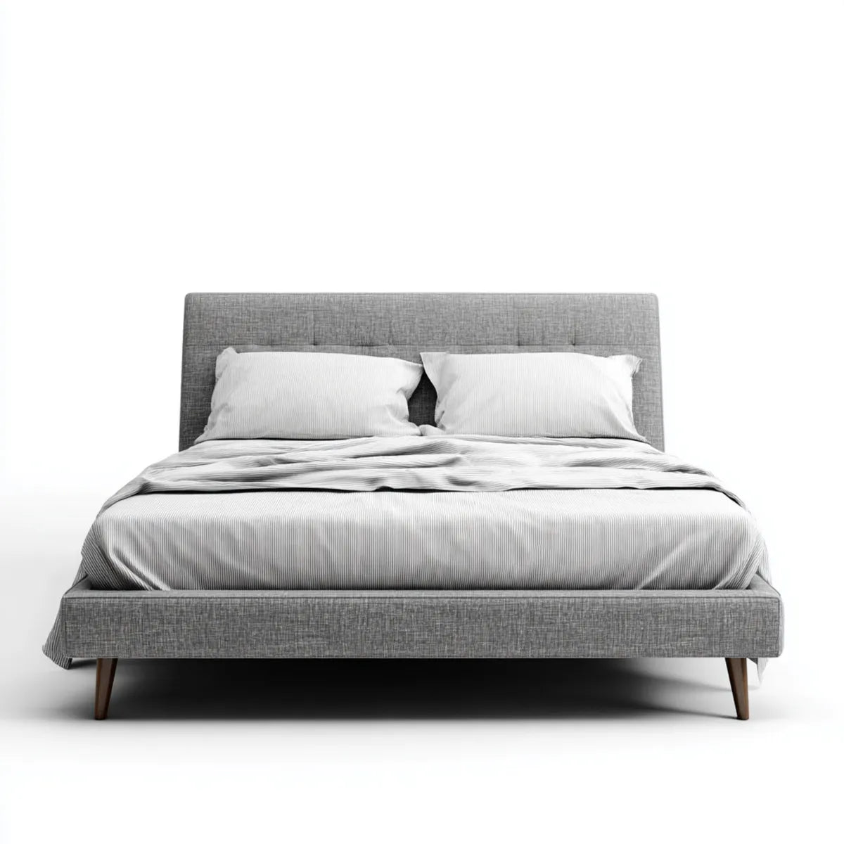 Letto matrimoniale imbottito grigio 160 x 200 cm in poliestere rettangolare
