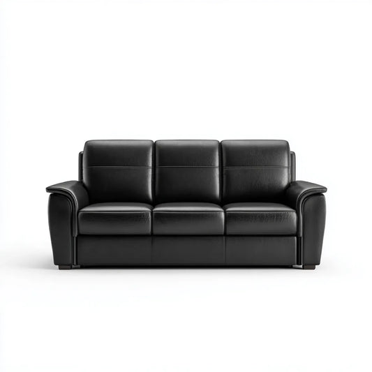 Divano 3 posti nero in pelle sintetica PU rettangolare 210 x 90 x 92 cm