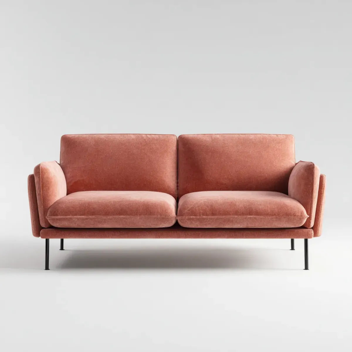 Divano 2 posti rosa in velluto di poliestere rettangolare 160 x 85 x 80 cm
