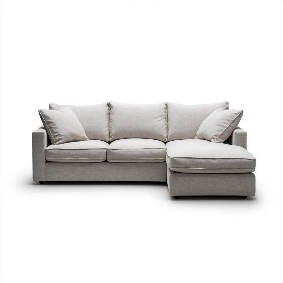 Divano angolare 3 posti con chaise longue destra grigio in poliestere a L 250 x 160 x 85 cm