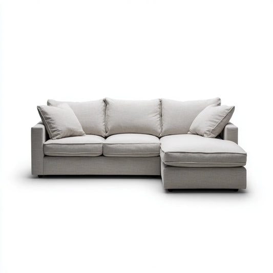 Divano angolare 3 posti con chaise longue destra grigio in poliestere a L 250 x 160 x 85 cm
