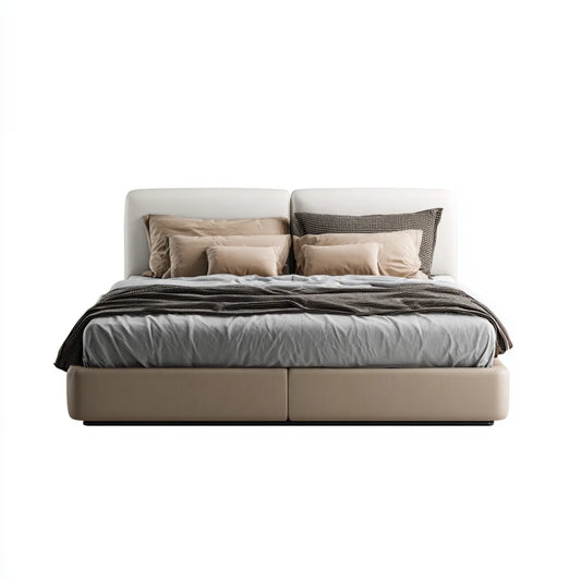 Letto matrimoniale imbottito beige 160 x 200 cm in poliestere rettangolare