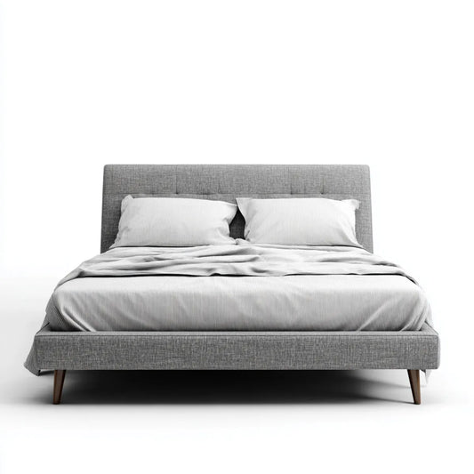 Letto matrimoniale imbottito grigio 160 x 200 cm in poliestere rettangolare