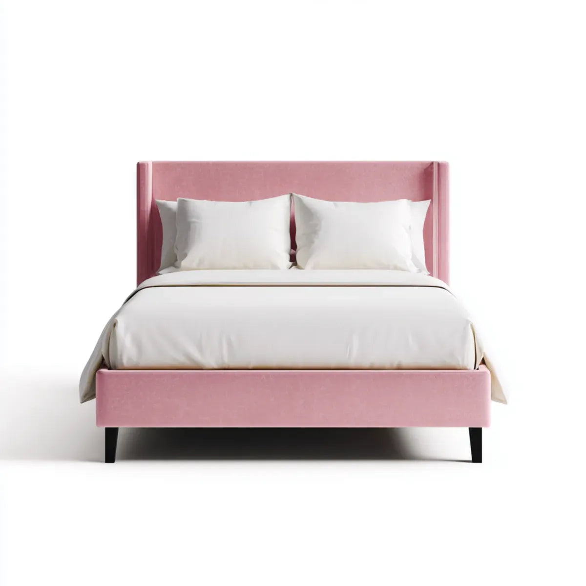 Letto matrimoniale imbottito rosa 160 x 200 cm in poliestere effetto velluto rettangolare