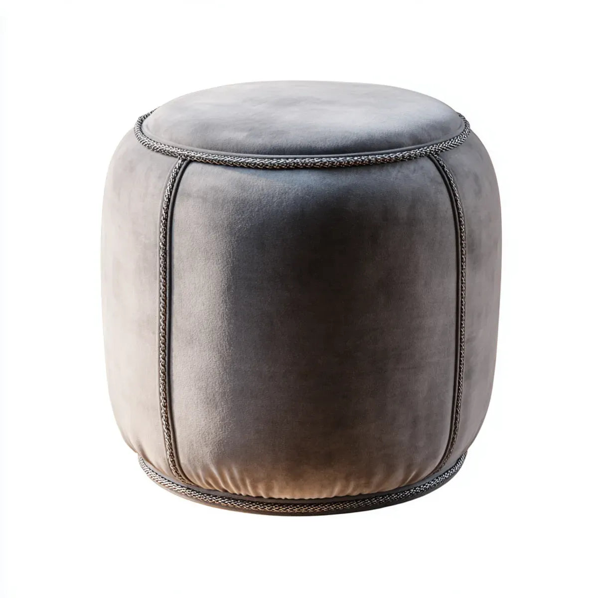 Pouf basso rotondo grigio in velluto di poliestere Ø 40 x 45 cm