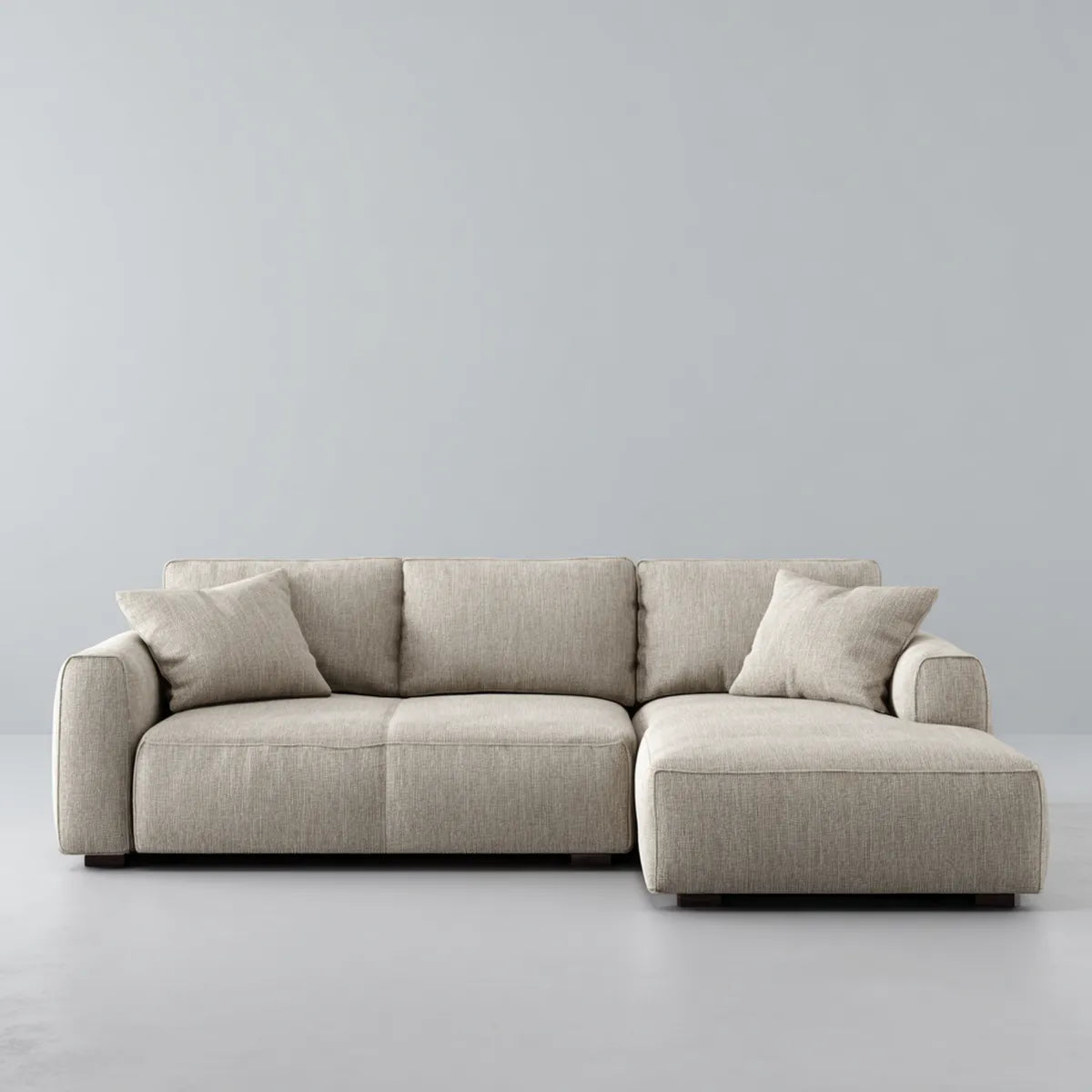 Divano angolare 3 posti con chaise longue destra beige 260 x 160 x 82 cm in poliestere forma a L