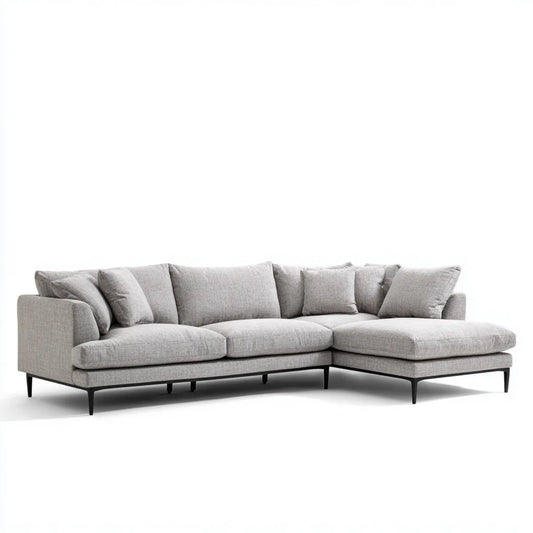 Divano angolare 4 posti grigio in poliestere con chaise longue destra 260 x 160 x 85 cm